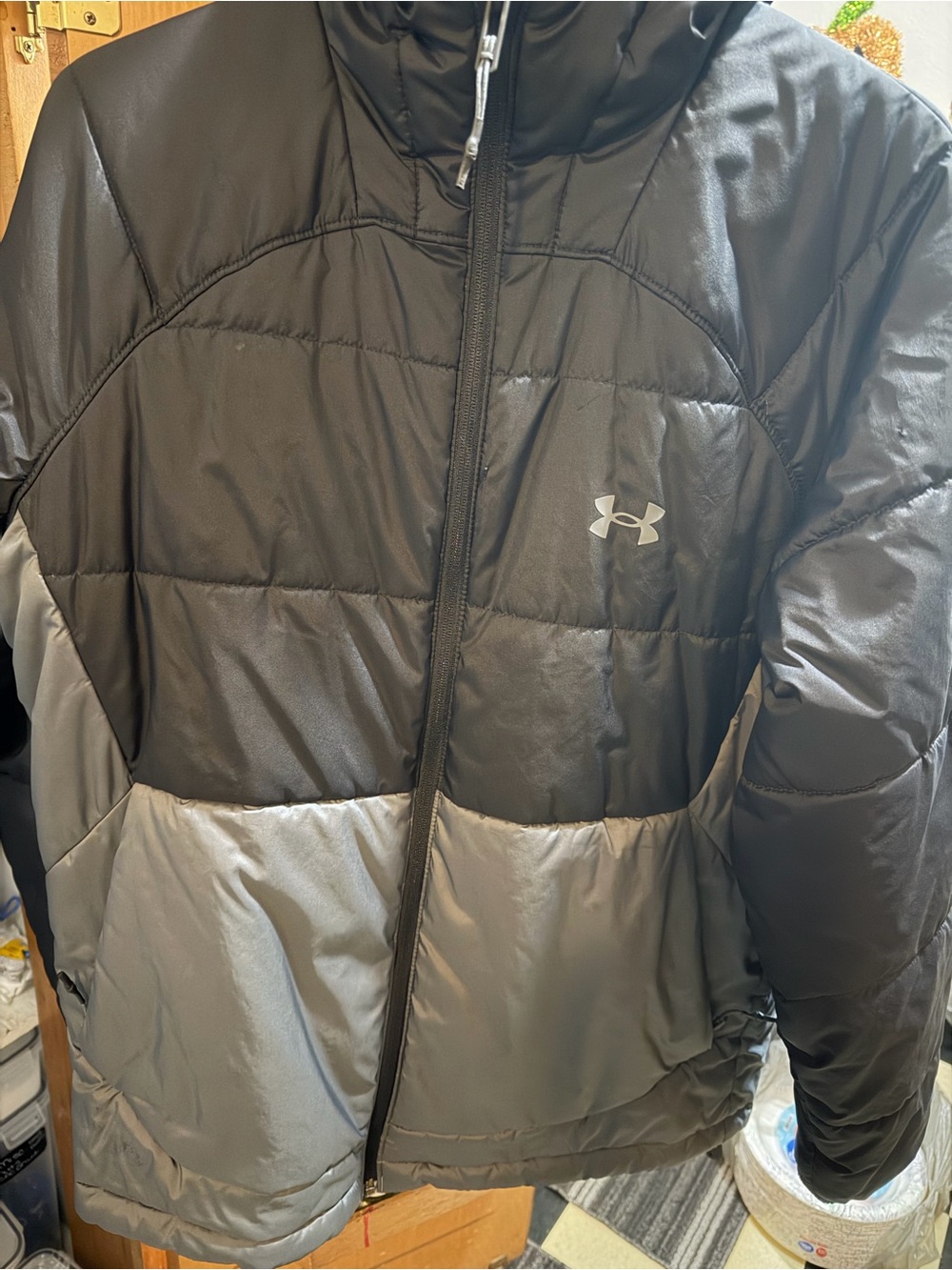 Under Armour Black and Gray Two-Tone Insulated Puffer Jacket